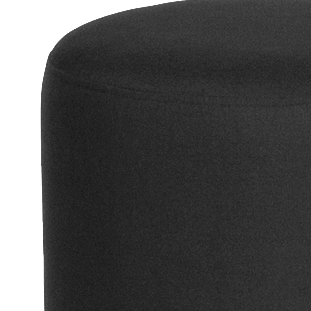 Upholstered Round Ottoman Pouf in Black Fabric. Picture 7