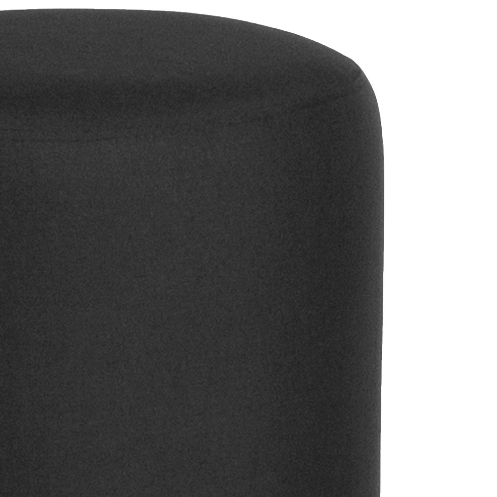 Upholstered Round Ottoman Pouf in Black Fabric. Picture 8