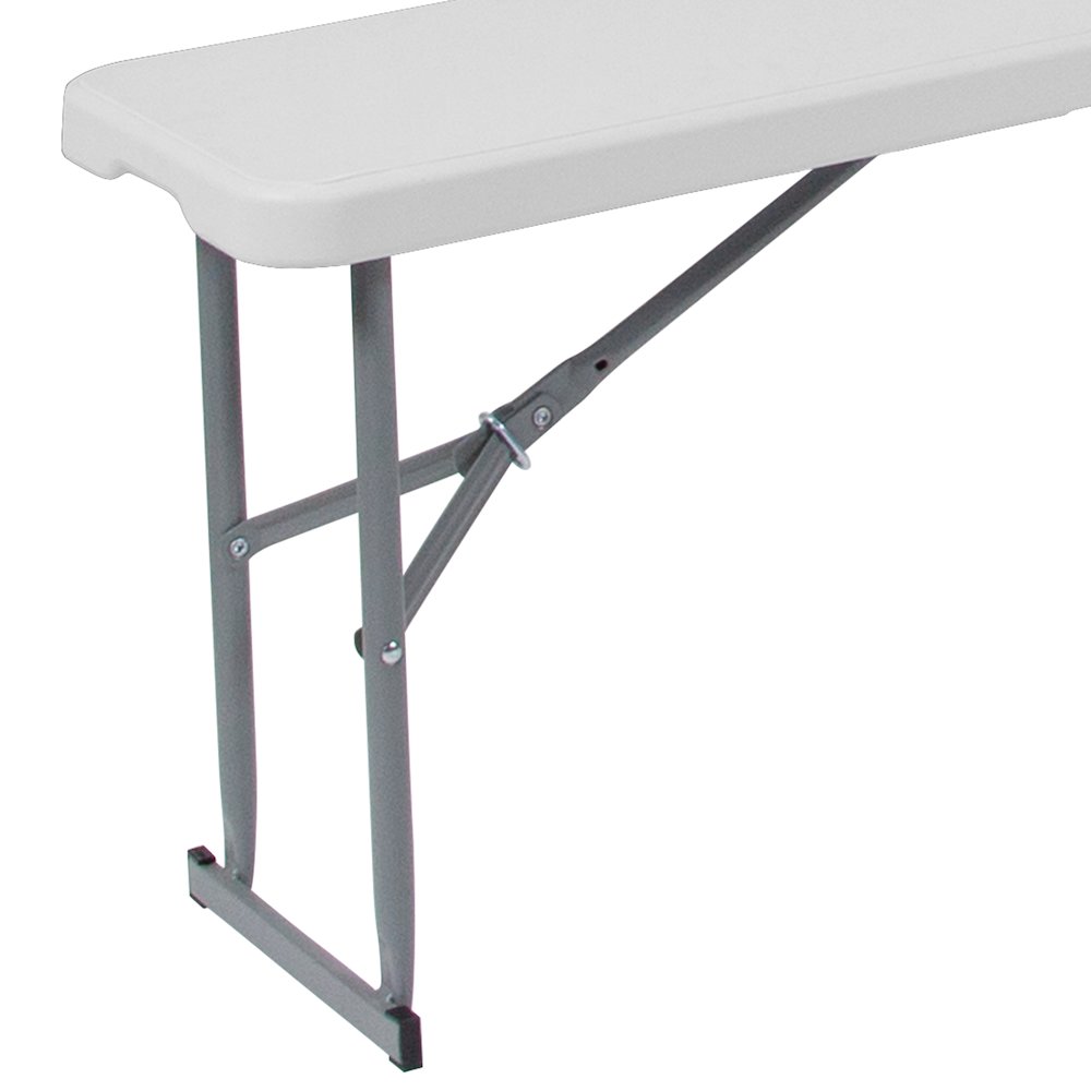 10.25''W x 71''L Bi-Fold Granite White Plastic Bench with Carrying Handle. Picture 6