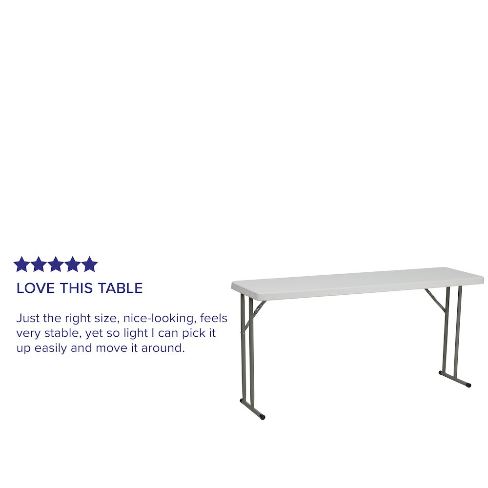 5-Foot Granite White Plastic Folding Training Table. Picture 5