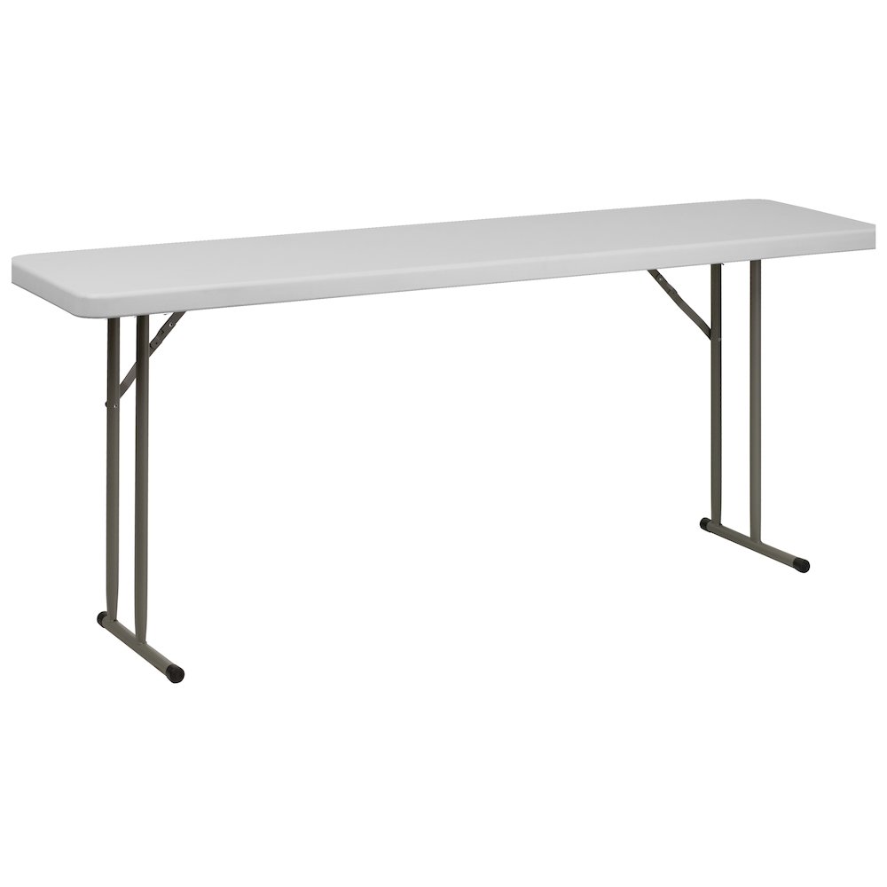 6-Foot Plastic Folding Training Table Set with 2 Crown Back Stack Chairs. Picture 3