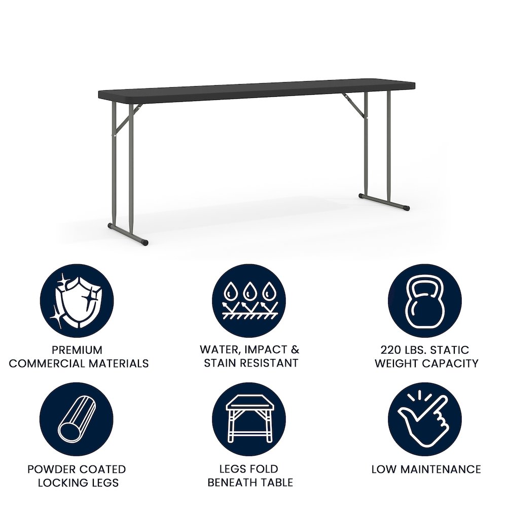 6-Foot Black Plastic Folding Training Table. Picture 4