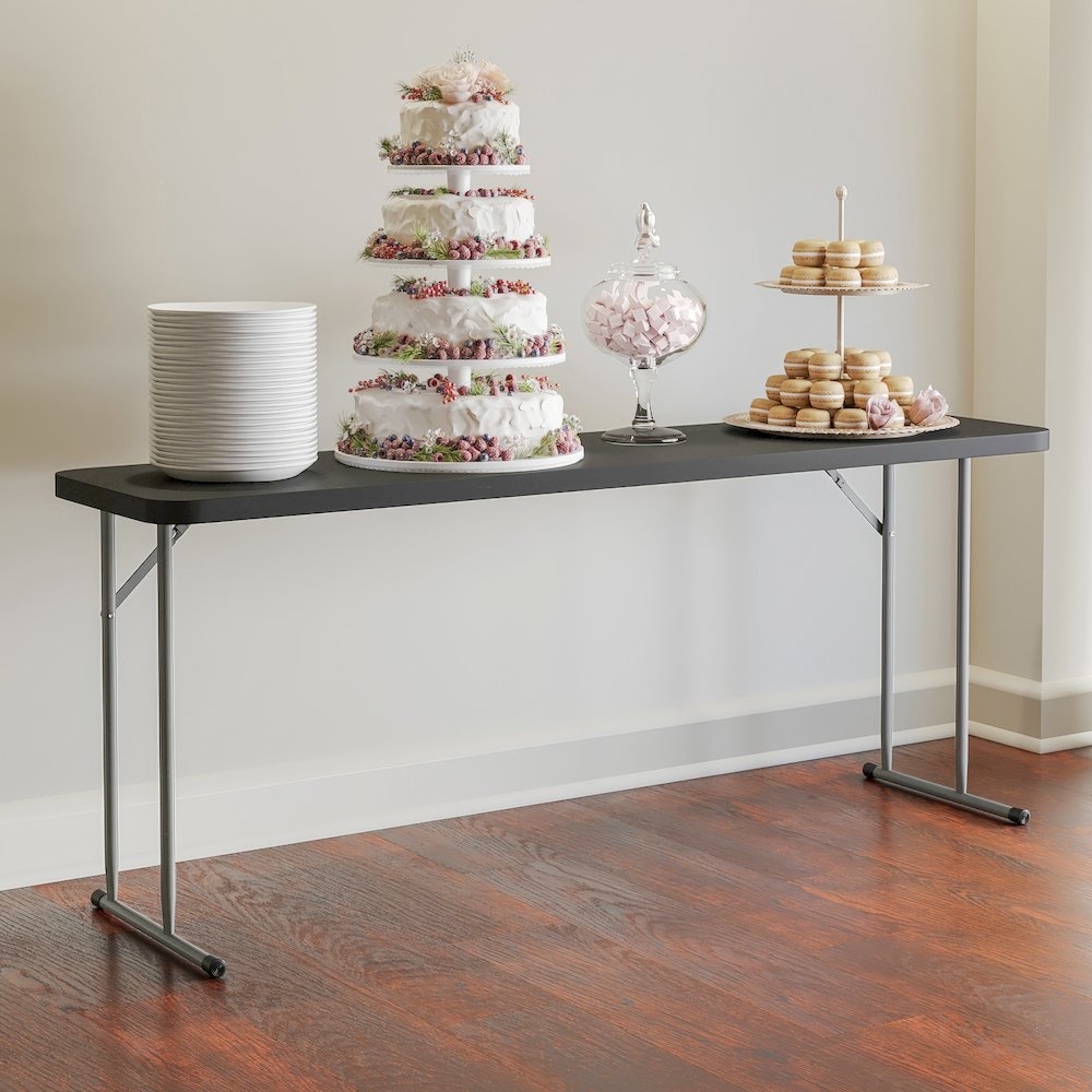6-Foot Black Plastic Folding Training Table. Picture 2