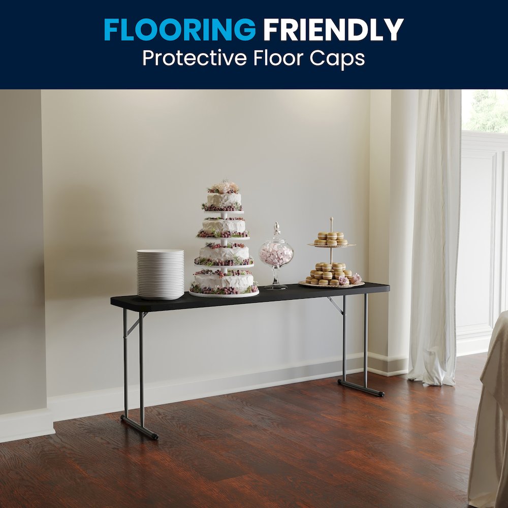 6-Foot Black Plastic Folding Training Table. Picture 8