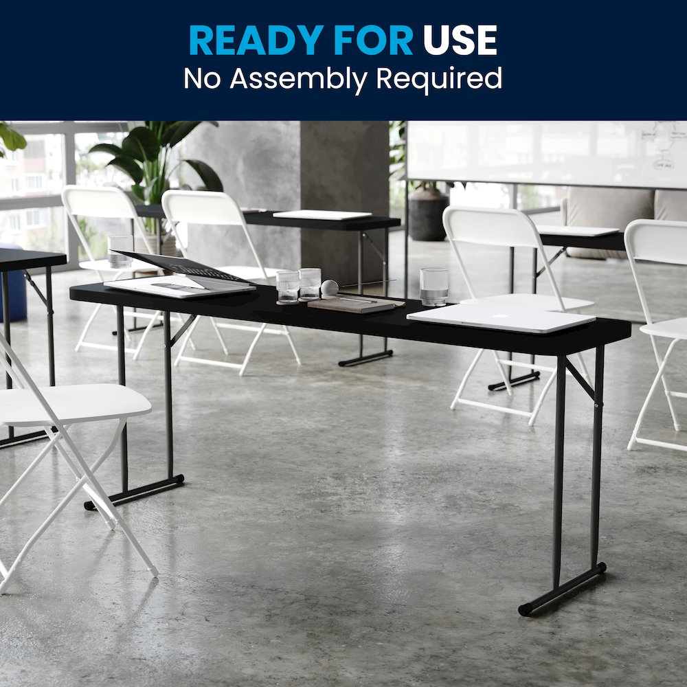 6-Foot Black Plastic Folding Training Table. Picture 9
