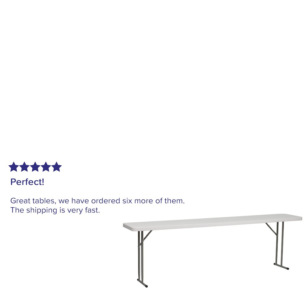 8-Foot Granite White Plastic Folding Training Table. Picture 4