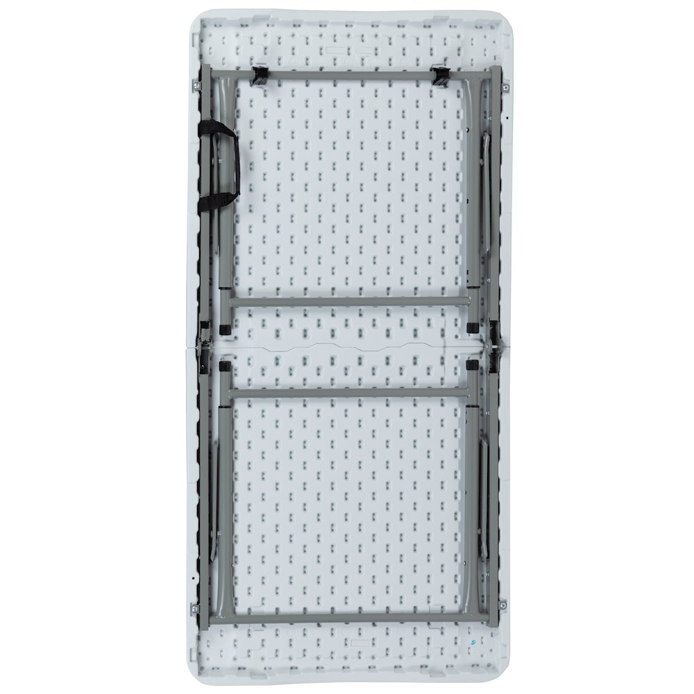 4-Foot Height Adjustable Bi-Fold Granite White Plastic Folding Table. Picture 11