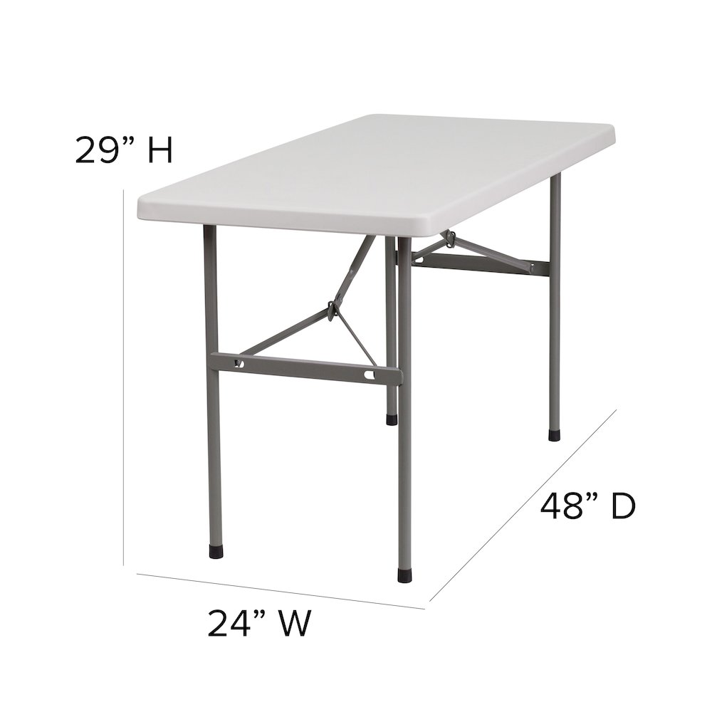 4-Foot Granite White Plastic Folding Table. Picture 4