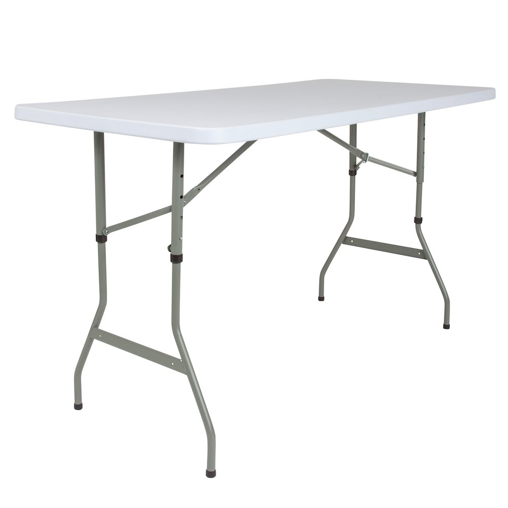 4.93-Foot Height Adjustable Granite White Plastic Folding Table. Picture 10