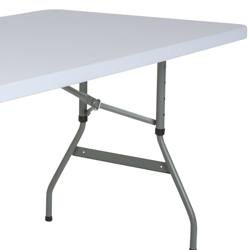 4.93-Foot Height Adjustable Granite White Plastic Folding Table. Picture 7
