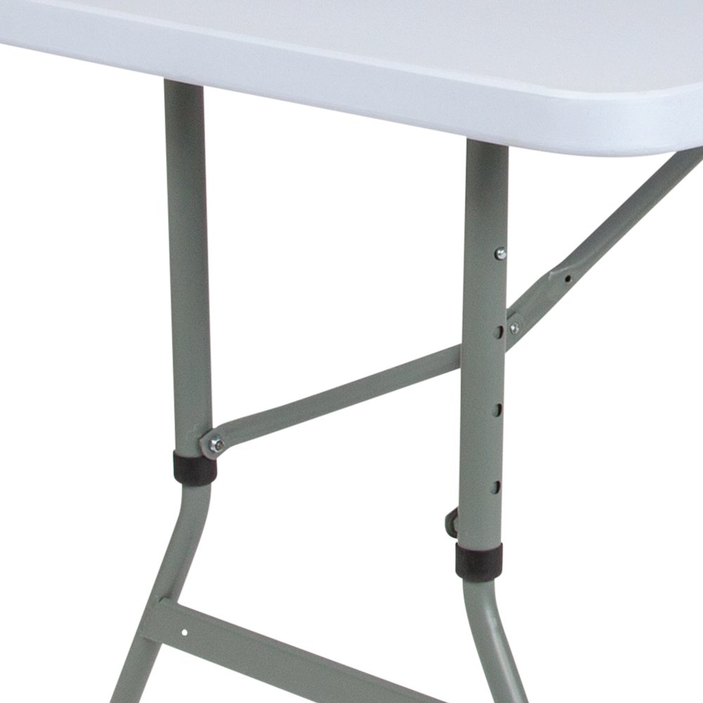 4.93-Foot Height Adjustable Granite White Plastic Folding Table. Picture 11