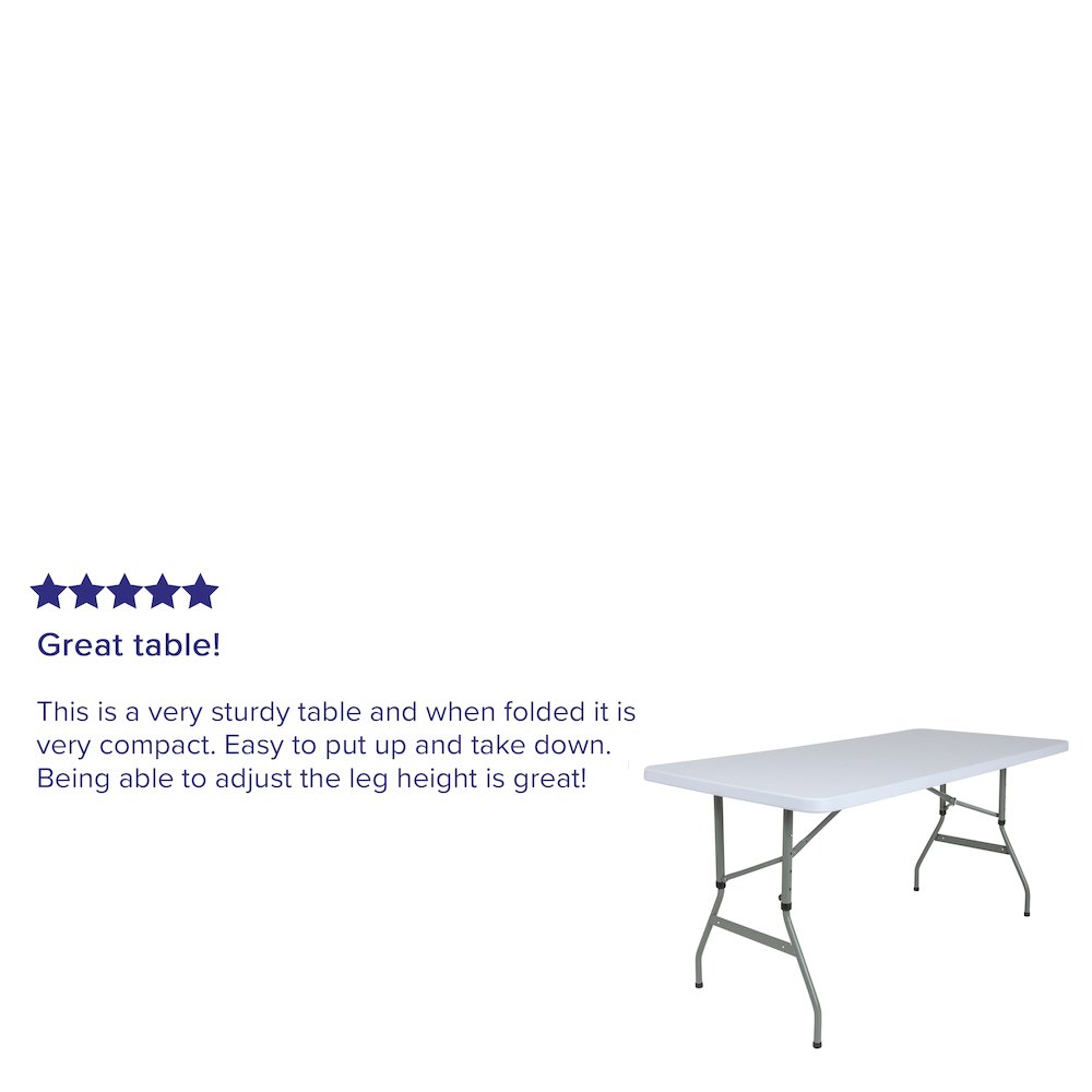 4.93-Foot Height Adjustable Granite White Plastic Folding Table. Picture 4