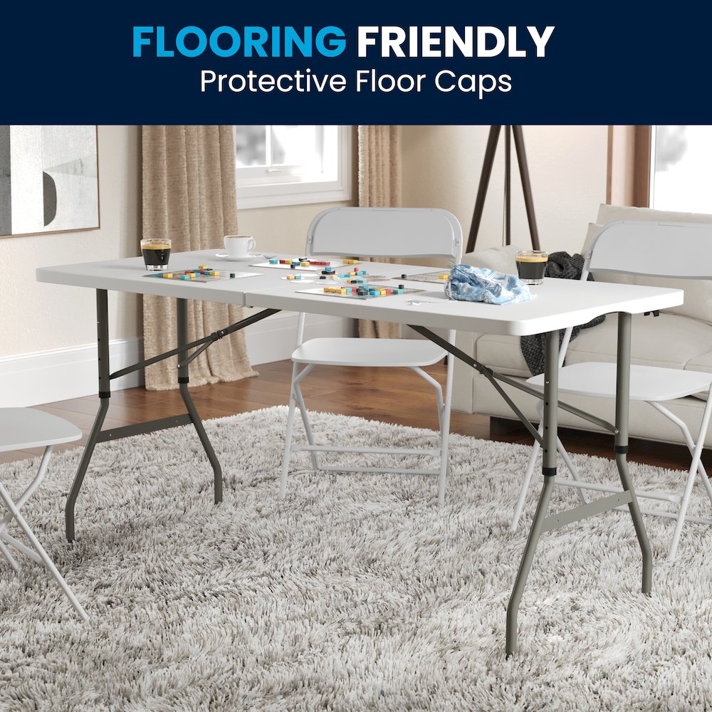 5-Foot Height Bi-Fold Granite White Plastic Banquet and Event Folding Table. Picture 9