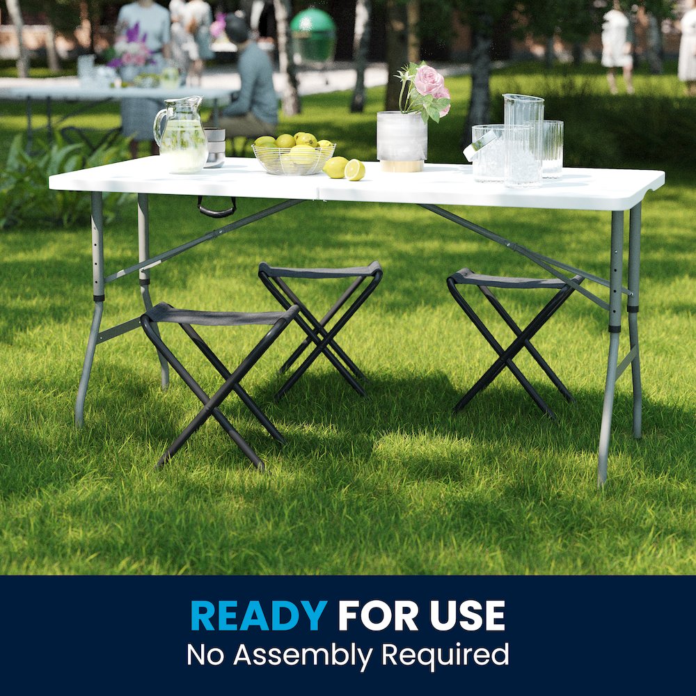 5-Foot Height Bi-Fold Granite White Plastic Banquet and Event Folding Table. Picture 10