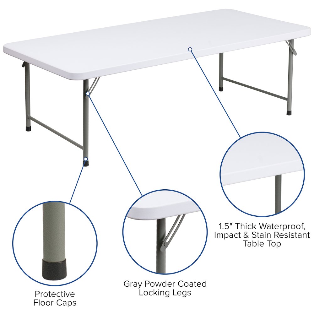 4.93-Foot Kid's Granite White Plastic Folding Table. Picture 5