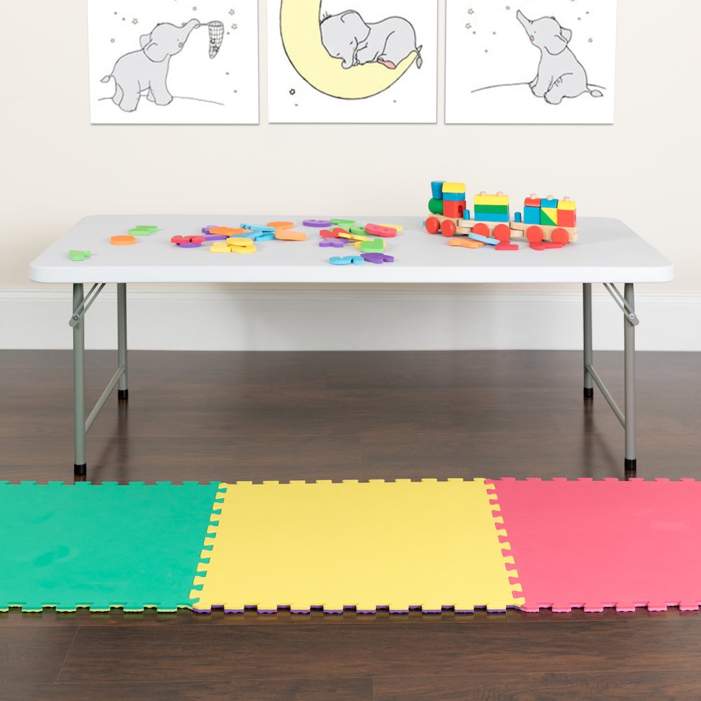 4.93-Foot Kid's Granite White Plastic Folding Table. Picture 2