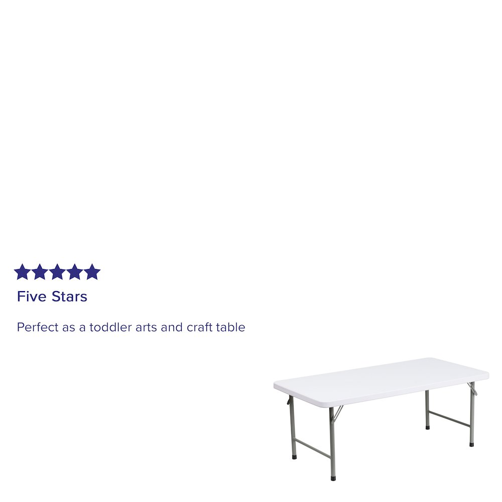 4.93-Foot Kid's Granite White Plastic Folding Table. Picture 4