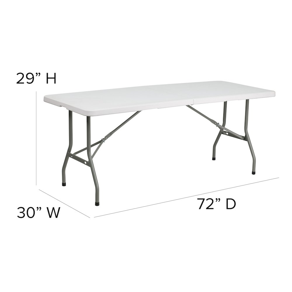 6-Foot Bi-Fold Granite White Plastic Folding Table. Picture 5