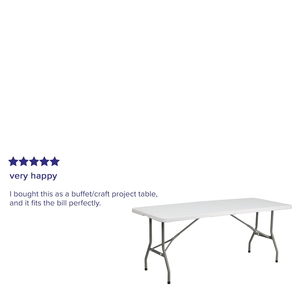 6-Foot Bi-Fold Granite White Plastic Folding Table. Picture 4
