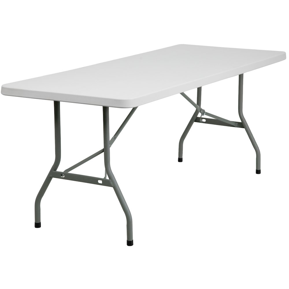 6-Foot Granite White Plastic Folding Table. Picture 1