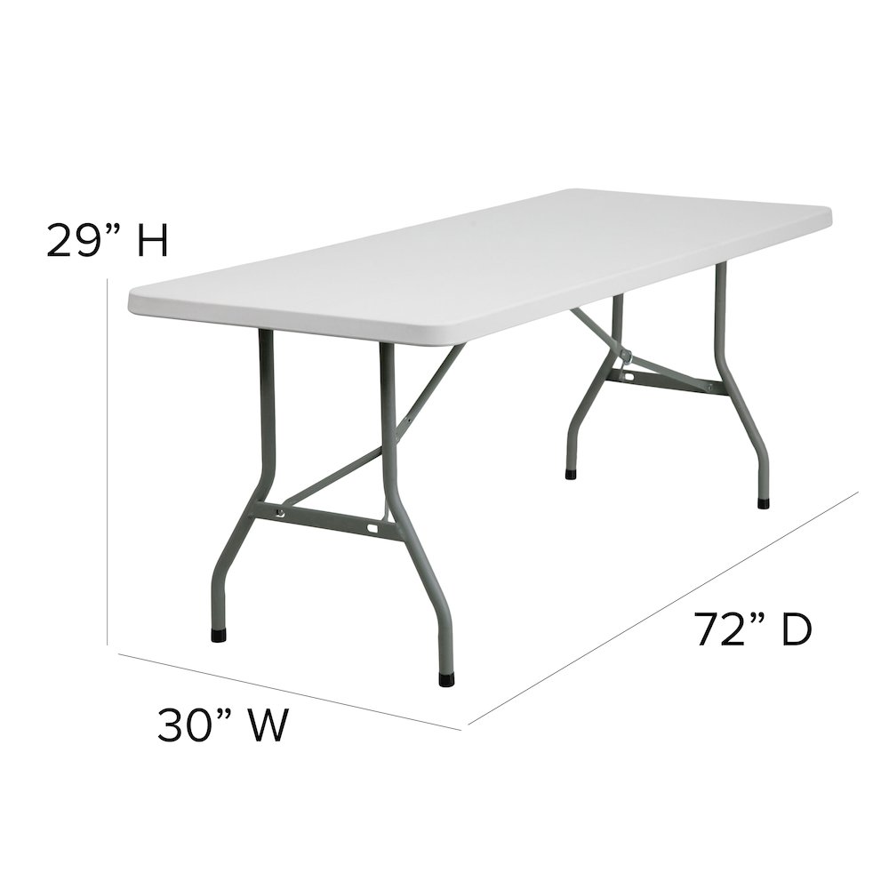 6-Foot Granite White Plastic Folding Table. Picture 6