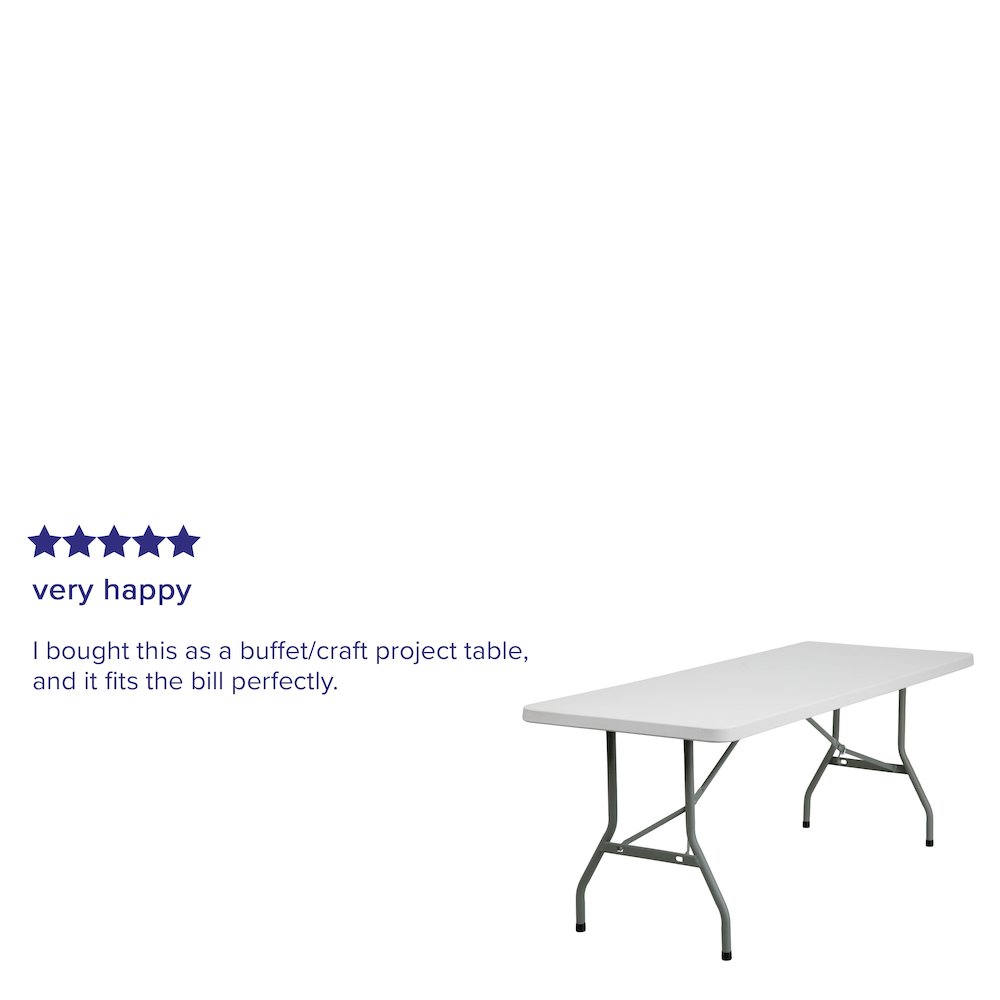 6-Foot Granite White Plastic Folding Table. Picture 6