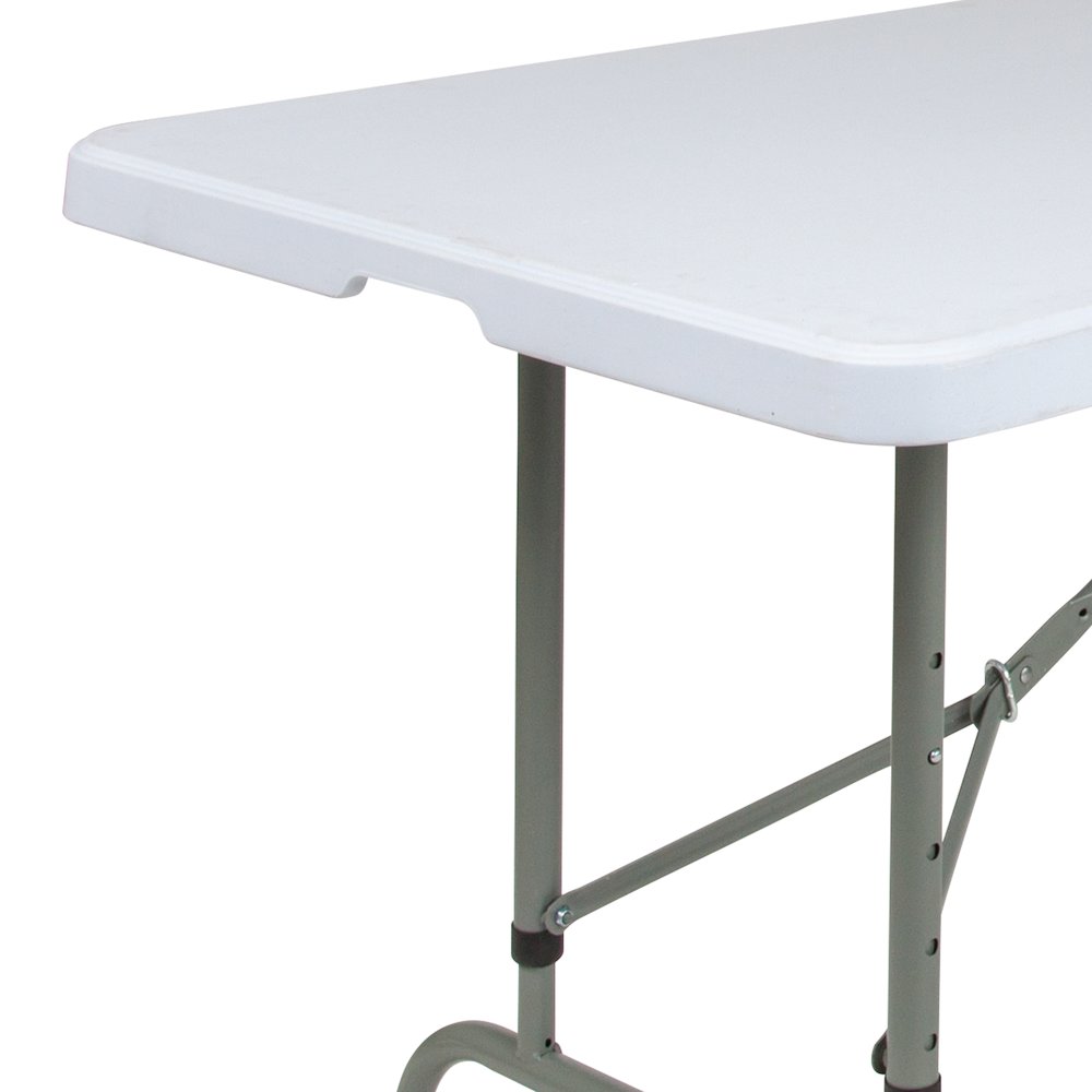 8-Foot Height Adjustable Granite White Plastic Folding Table. Picture 7