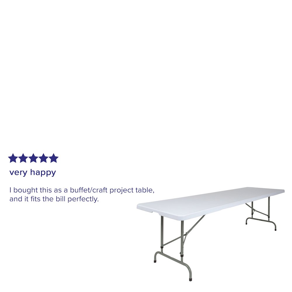 8-Foot Height Adjustable Granite White Plastic Folding Table. Picture 4