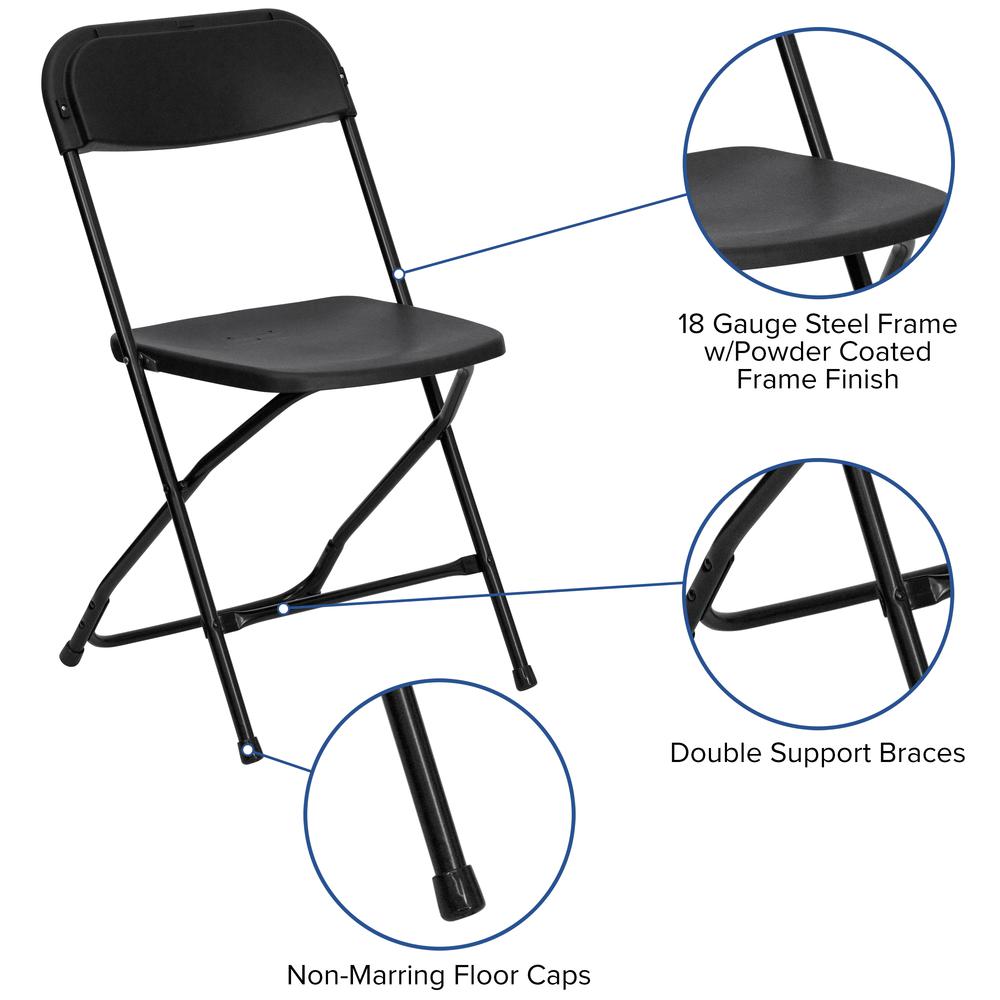 8' Bi-Fold Granite White Plastic Event/Training Folding Table Set with 10 Folding Chairs. Picture 4