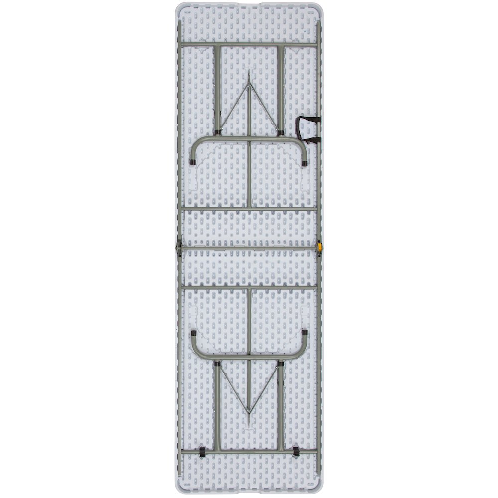 8-Foot Height Adjustable Bi-Fold Granite White Plastic Banquet and Event Folding Table with Carrying Handle. Picture 3