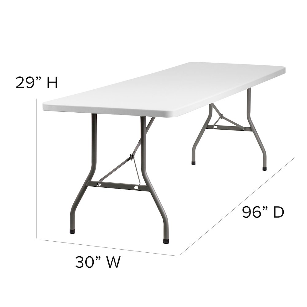 8-Foot Granite White Plastic Folding Table. Picture 7