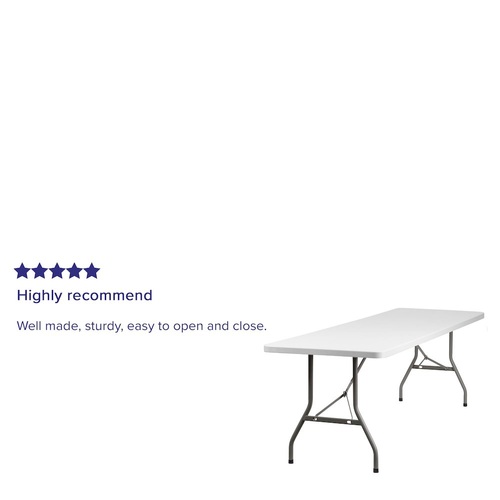 8-Foot Granite White Plastic Folding Table. Picture 4