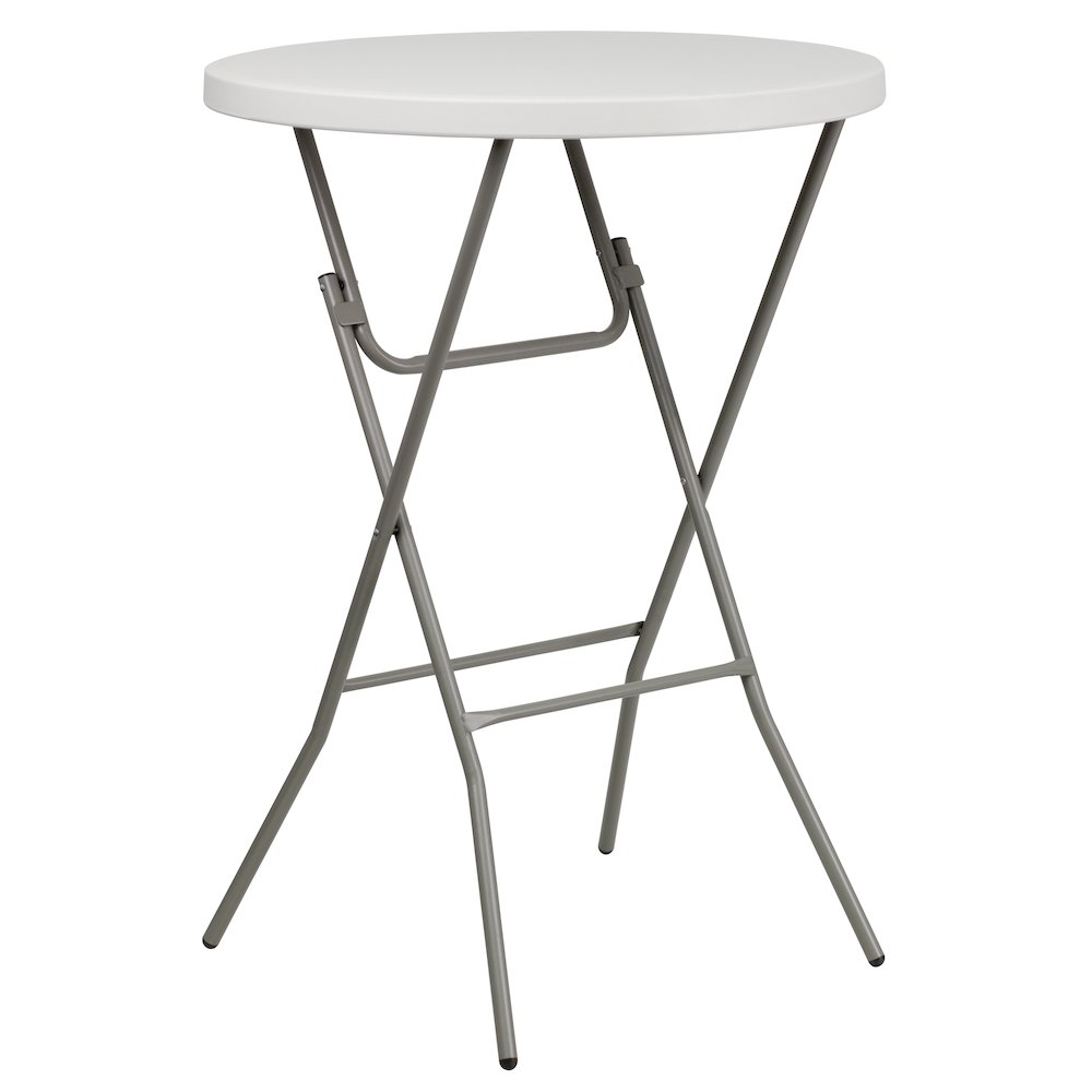 2.63-Foot Round Granite White Plastic Bar Height Folding Table. Picture 1