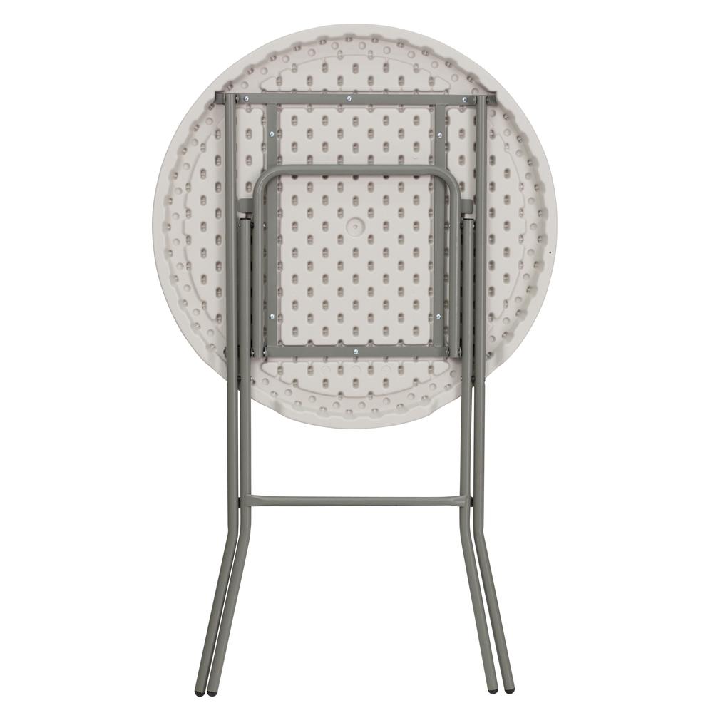 2.63-Foot Round Granite White Plastic Bar Height Folding Table. Picture 2
