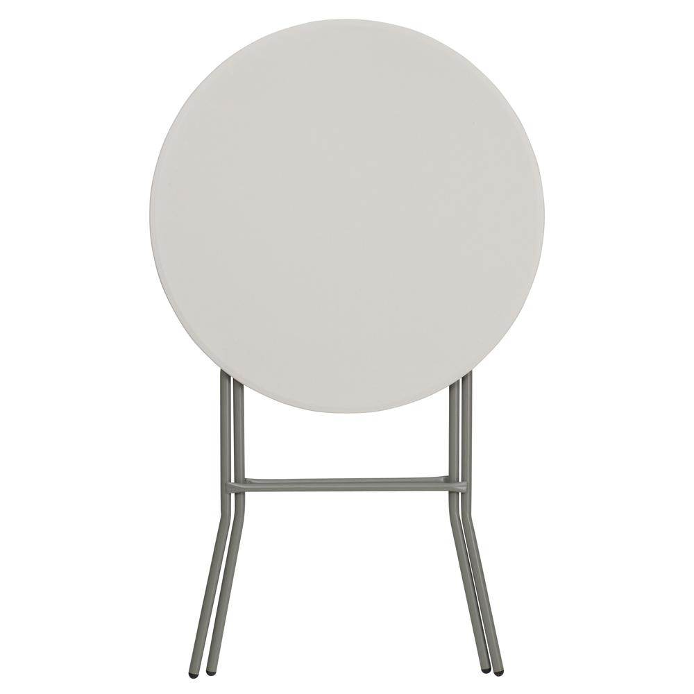 2.63-Foot Round Granite White Plastic Bar Height Folding Table. Picture 3