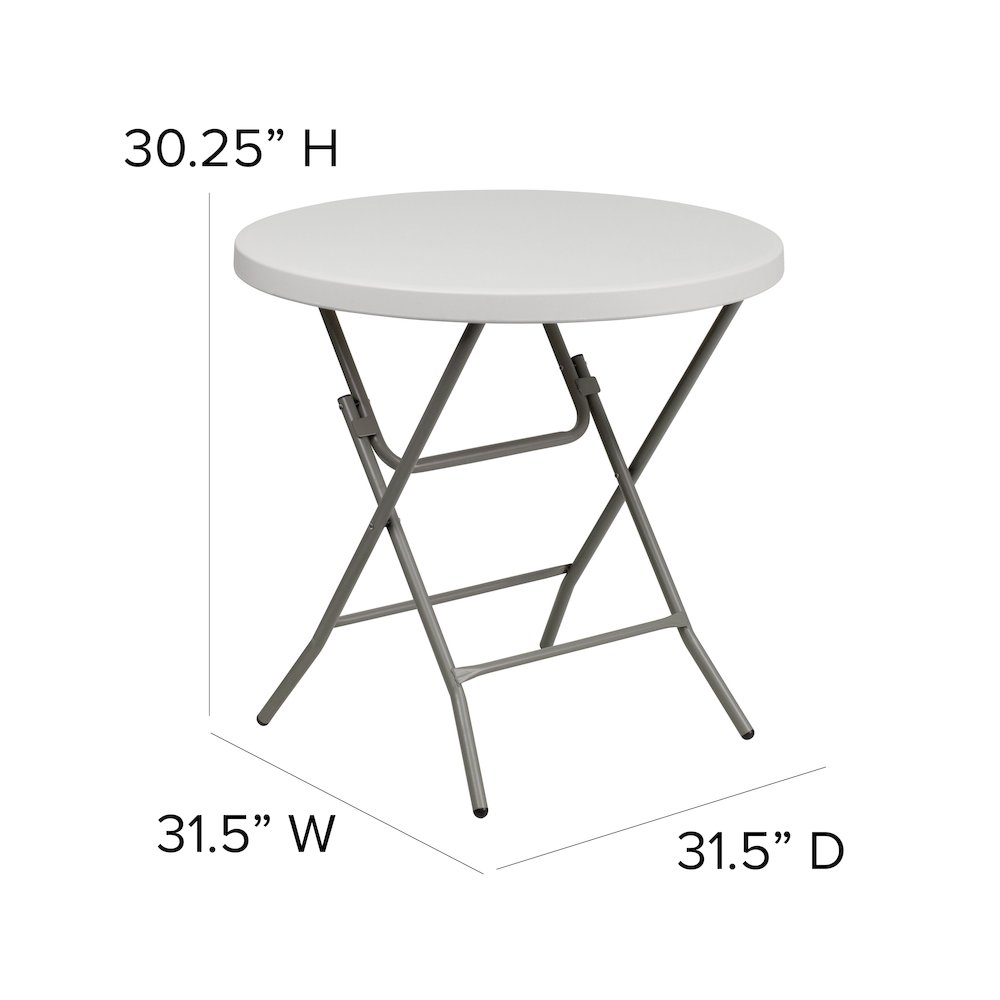 2.63-Foot Round Granite White Plastic Folding Table. Picture 6