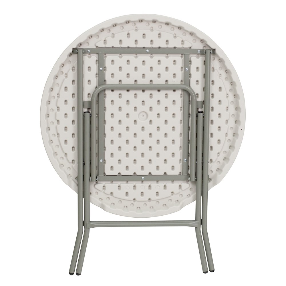 2.63-Foot Round Granite White Plastic Folding Table. Picture 9