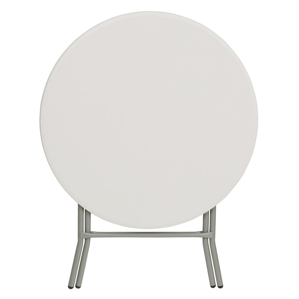 2.63-Foot Round Granite White Plastic Folding Table. Picture 8