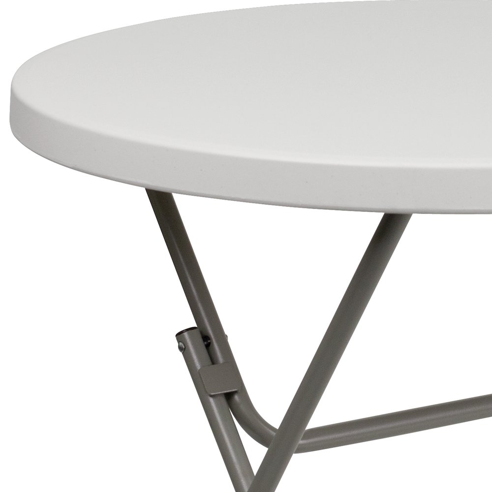 2.63-Foot Round Granite White Plastic Folding Table. Picture 10