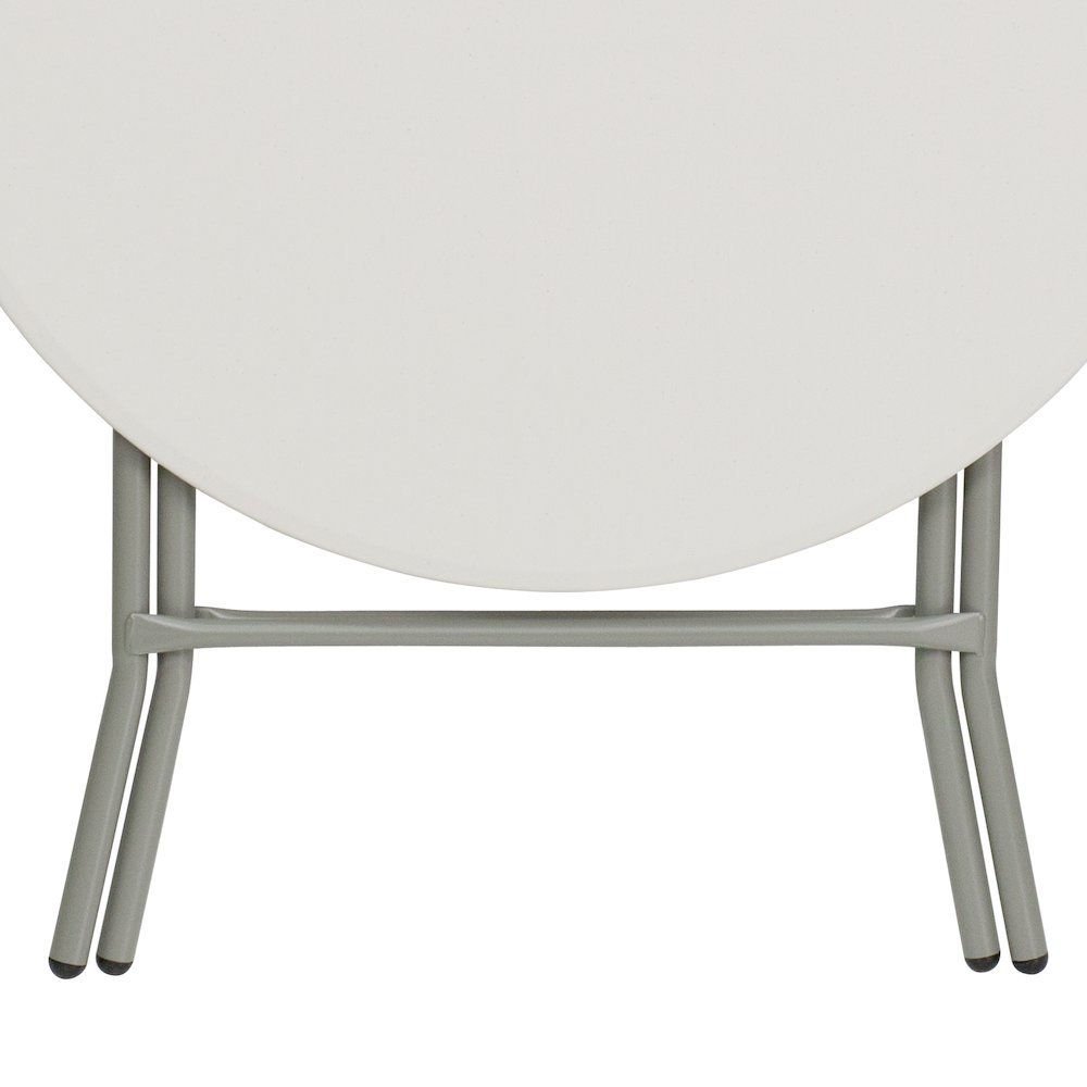2.63-Foot Round Granite White Plastic Folding Table. Picture 7