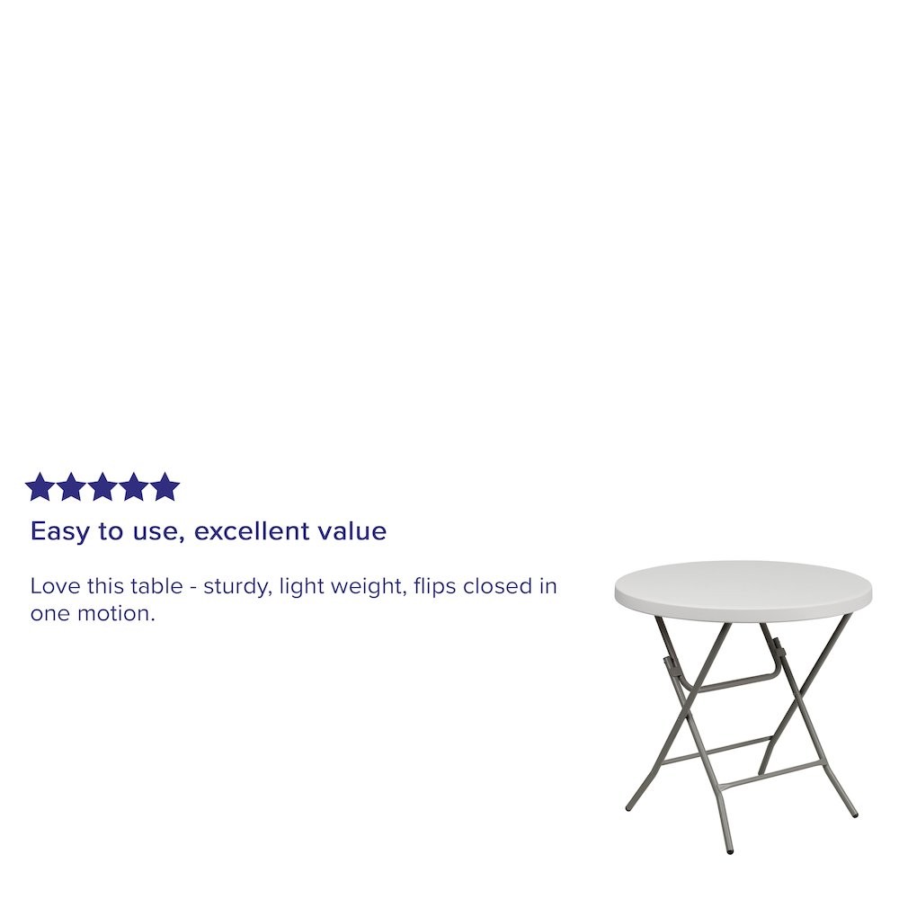 2.63-Foot Round Granite White Plastic Folding Table. Picture 4