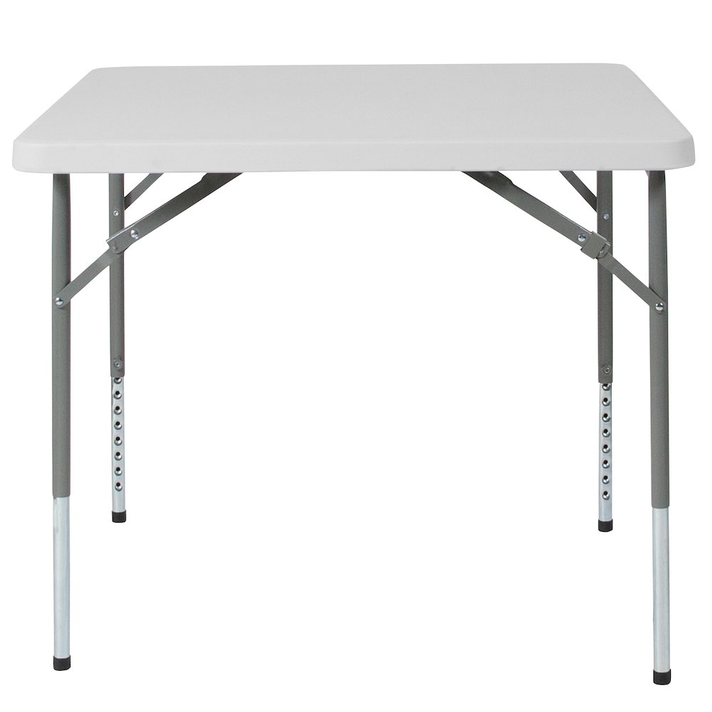2.79-Foot Square Height Adjustable Granite White Plastic Folding Table. Picture 8