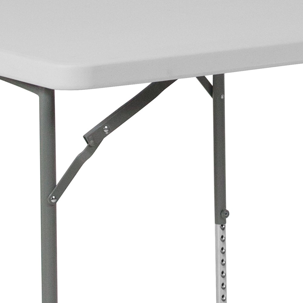 2.79-Foot Square Height Adjustable Granite White Plastic Folding Table. Picture 7