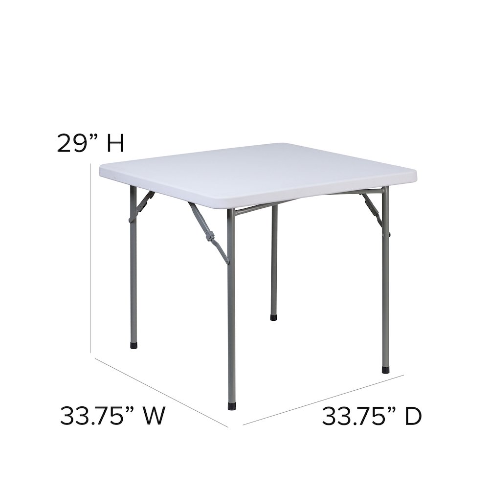 2.81-Foot Square Granite White Plastic Folding Table. Picture 6