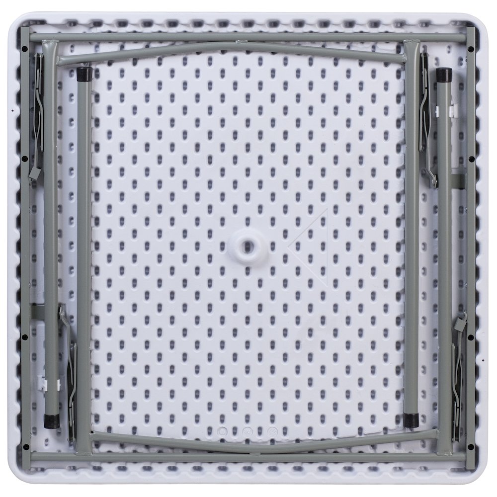 2.81-Foot Square Granite White Plastic Folding Table. Picture 2