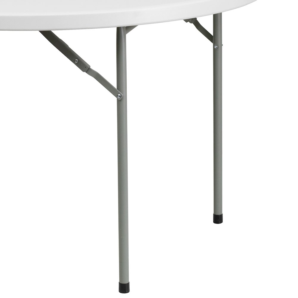 4-Foot Round Granite White Plastic Folding Table. Picture 10