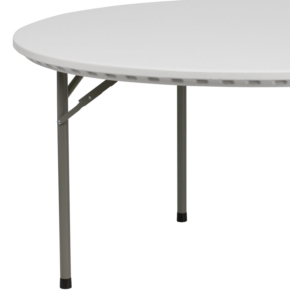 5-Foot Round Granite White Plastic Folding Table, Round Table for 8 Guests. Picture 11