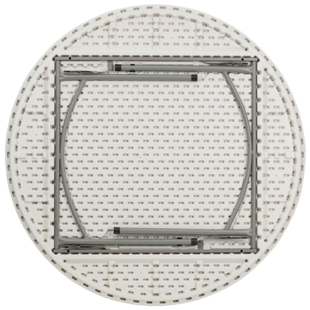 5-Foot Round Granite White Plastic Folding Table. Picture 2