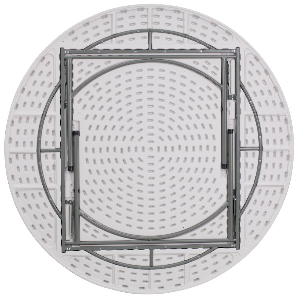 6-Foot Round Granite White Plastic Folding Table. Picture 7