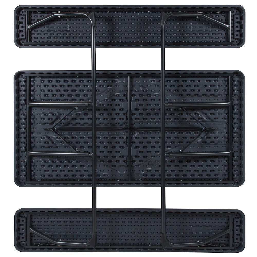 Charcoal Wood Grain Folding Picnic Table and Benches - 4.5 Foot Folding Table. Picture 5